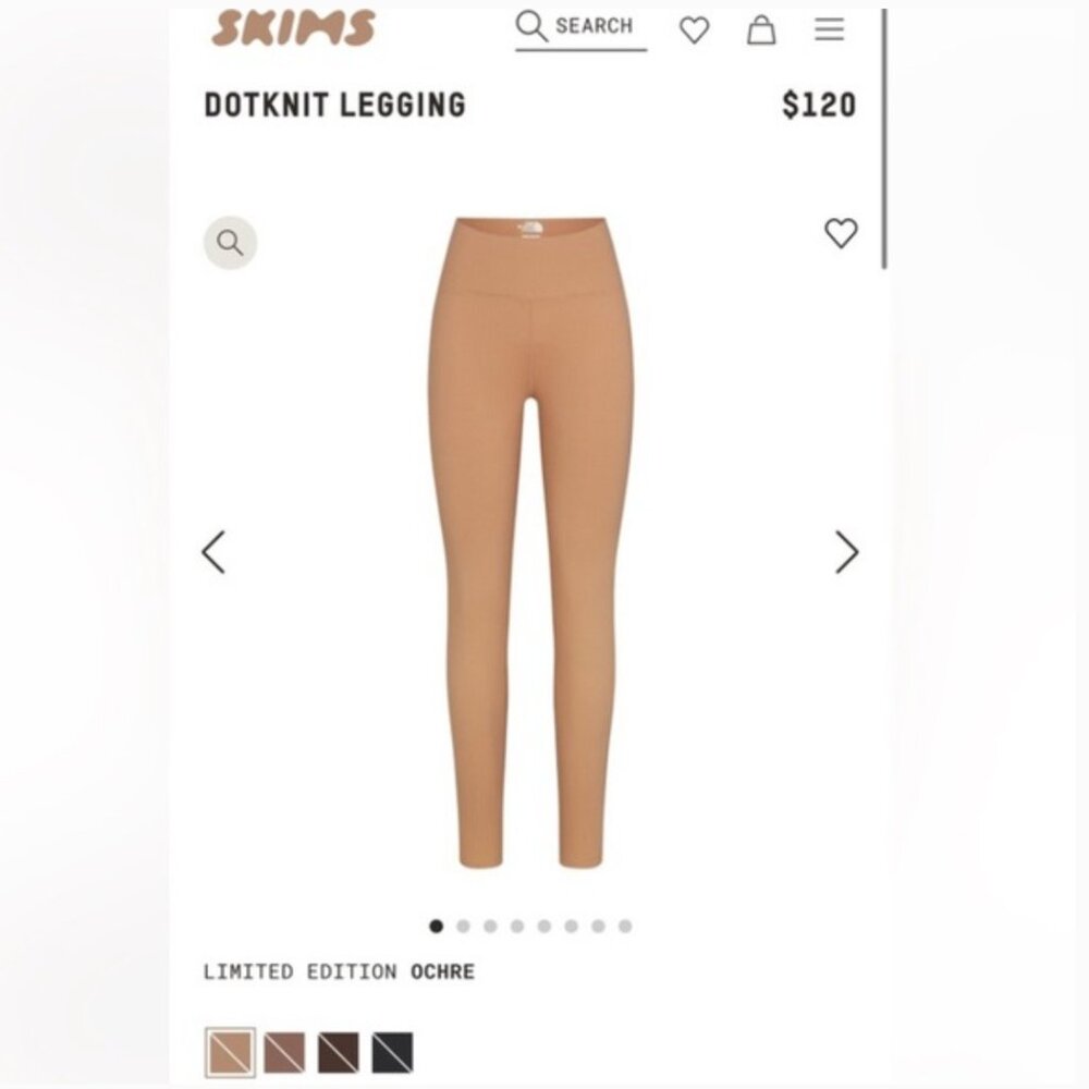 Skims x TNF dotknit leggings (ochre, xs)
